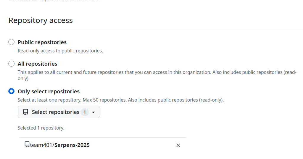create a fine-grained token on github